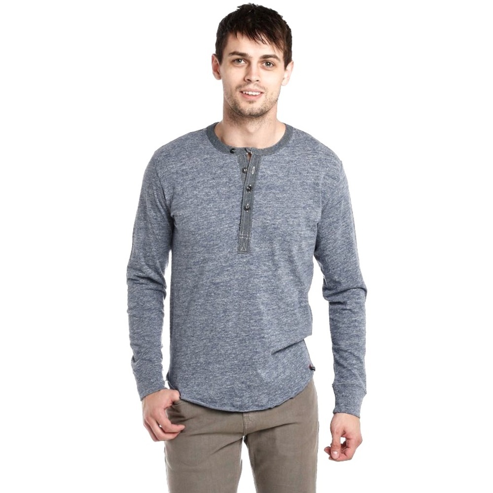 Grayers Blue Long Sleeve Henley Shirt